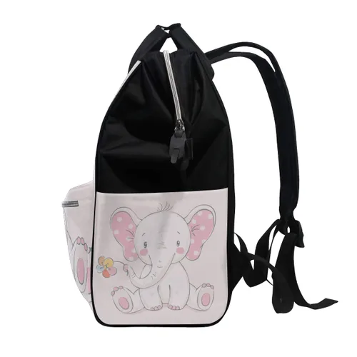 Vista 4 de ColourLife - Mochila para pañales, diseño de elefante rosa