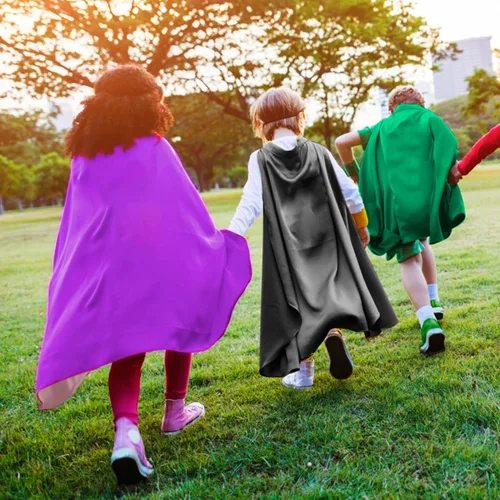 Vista 11 de Capa de disfraz para niños, capa de superhéroe con máscara y cintura, disfraces de Halloween y disfraces de fiesta
