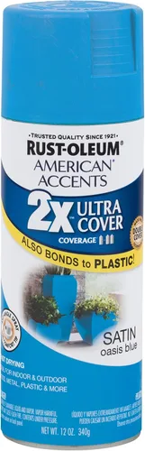 Vista 10 de Rust Oleum 280720 American Accents Ultra Cover 2X Pintura en aerosol, color Satin Lagoon, 12 onzas Laguna Satinado