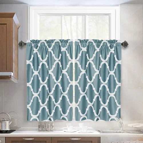Vista 27 de Melodieux - Cortinas de bolsillo de moda marroquí para cocina, cafetería o baño, pequeñas ventanas