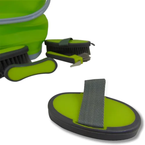 Vista 5 de Southwestern Equine - Kit de aseo plegable de 10 litros y 5 herramientas de aseo - Verde lima
