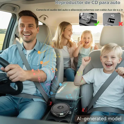 Vista 5 de Reproductor de CD portátil con auriculares, reproductor de CD KOVCDVI Negro