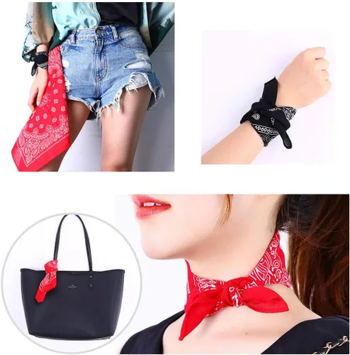 Vista 5 de Bycc Bynn Paquete de 3 bandanas cuadradas de algodón puro con patrón de cachemira