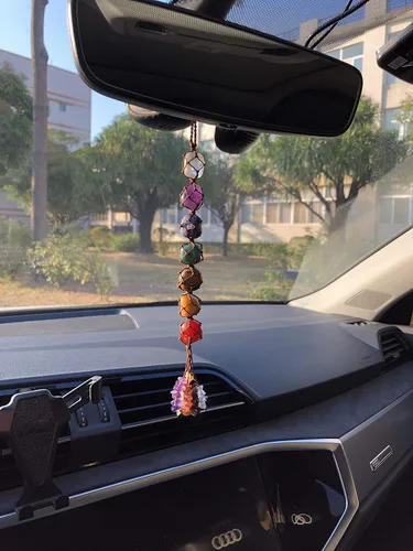 Vista 3 de Adornos colgantes de cristal hechos a mano para ventana de automóvil, 7 chakras, decoración del hogar, adorno de Feng Shui, yoga, meditación