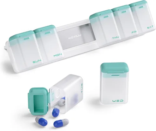 Vista 8 de KOVIUU Organizador semanal de píldoras magnético, pastillero extraíble 7 días 1 vez al día, gran pastillero de viaje, dispensador de medicamentos
