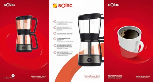 Vista 4 de SOLAC SIPHON BREWER - Cafetera al vacío 3 en 1, cafetera de té y caldera de agua, acero inoxidable cepillado y negro, 30 onzas