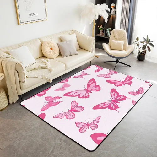 Vista 38 de Feelyou Alfombra de área con diseño de rosas de 3 x 5 para niños, con flores de Buterfly y luna, alfombra decorativa para dormitorio, niños, niñas