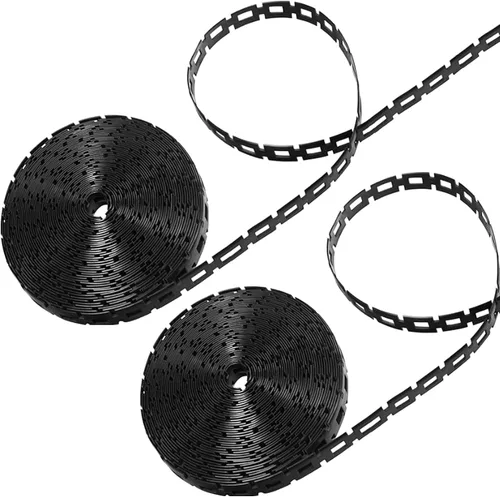 Vista 8 de CODREE 50 pies de correa de plástico con candado de cadena para árbol - Correas ajustables de soporte de árbol de 1/2 pulgada de ancho para estacar