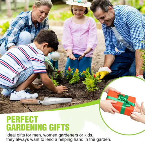 Vista 7 de WORKPRO Paleta de jardín con mango de madera, pala de mano estrecha de acero inoxidable, paleta de jardín plana multiusos para plantar, deshierbar