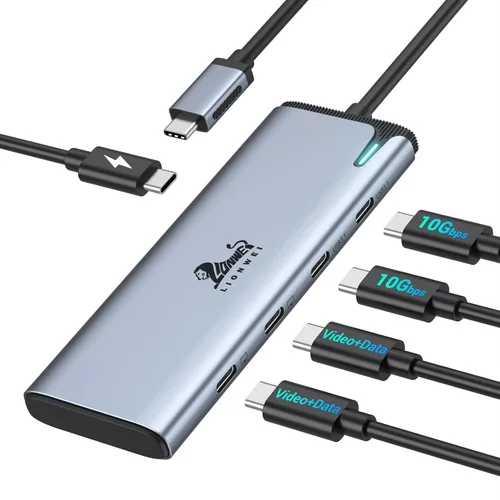 Vista 10 de LIONWEI - Estación de acoplamiento USB 3.0 a HDMI dual para MacBook (necesita controlador) USB C/ USB A to 2 Monitor HDMI, Compatible with MacBook