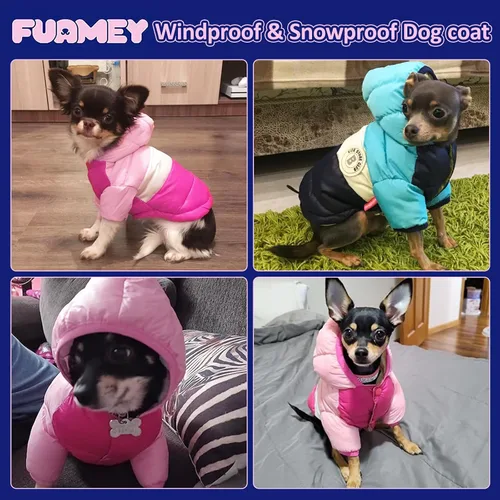Vista 8 de FUAMEY Chaqueta acolchada para cachorros, chaleco acolchado cálido para la nieve para mascotas, ropa para perros a prueba de viento, impermeable