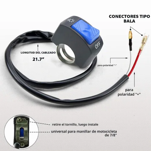 Vista 6 de 1 pieza de interruptor de manillar de motocicleta, botón de encendido y apagado, parte de ajuste para luz de motocicleta LED U5 U7 U2, interruptor