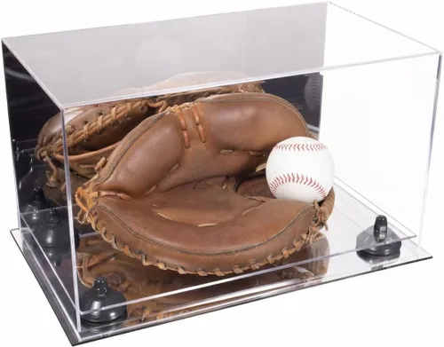 Vista 29 de Better Display Cases Vitrina de guantes de béisbol de acrílico transparente con elevadores negros (A011/V16)