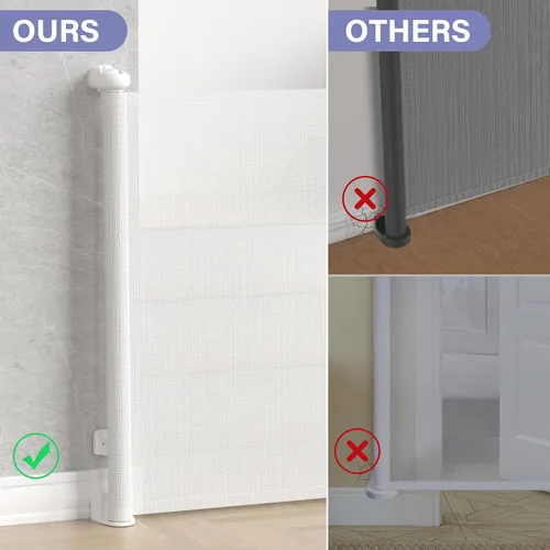 Vista 6 de Puertas de bebé retráctiles sin perforación, PRObebi puerta retráctil para perros para la casa, se extiende a 54" de ancho, 33" de alto, puertas