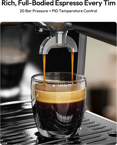 Vista 4 de EUHOMY Máquina de Espresso con Molinillo, Cafetera de 20 Bares con Varilla de Vapor para Espumar Leche, Máquinas de Café Espresso Profesionales