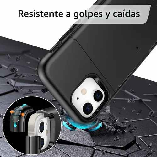 Vista 5 de JETech Funda tipo cartera para iPhone 12/12 Pro, color negro