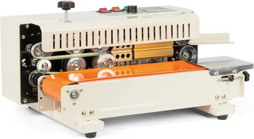 Vista 2 de U.S. Solid Sellador continuo de banda de bolsas Máquina de sellado de mesa, sellador automático de banda horizontal con control de temperatura