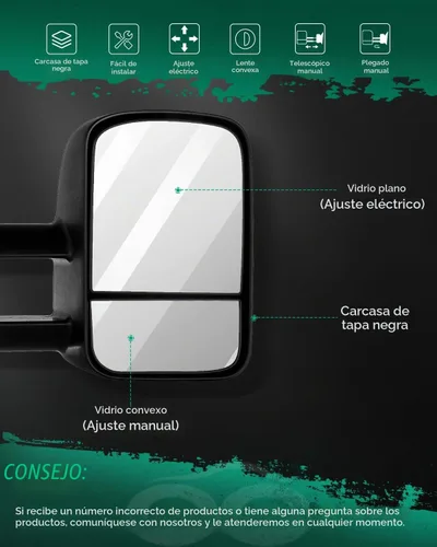 Vista 2 de SCITOO Espejos de remolque compatibles con Ford F150 1997-2003, cabina estándar y extendida (no para modelos de 4 puertas), un par con ajuste