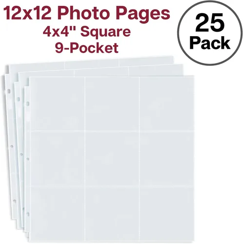 Vista 8 de Dunwell Fundas de fotos de 4 x 4, páginas de repuesto de álbum de fotos de 12 x 12 pulgadas para álbumes de 3 anillos y anillos en D de 12 x 12