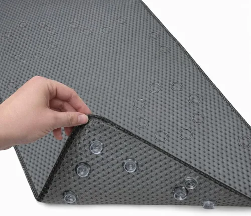 Vista 15 de Alfombra antideslizante para bañera, extragrande, de 36 x 17 pulgadas, con ventosas y orificios de drenaje, espuma suave, lavable a máquina