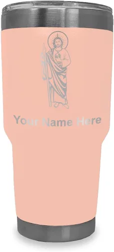 Vista 27 de LaserGram Vaso aislado al vacío de 20 onzas, Saint Jude, grabado personalizado incluido (negro)
