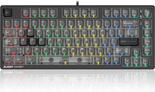 Vista 13 de Bloody MS76 Hall Effect Magnetic Gaming Keyboard Exact Reset System Analog Control 82 Key RGB Wired Crystal White (Crystal White)