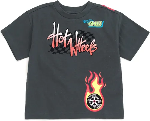 Vista 4 de Hot Wheels Paquete de 3 camisetas de manga corta para niños pequeños a niños grandes Negro / Azul pálido