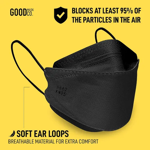 Vista 4 de Good Mask Co. Good Comfort KN95 - Mascarilla facial KN95 desechable, plegable, eficiencia de filtro del 95 %, máscaras faciales cómodas, máscaras