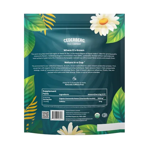 Vista 6 de Cederberg Tea Company Té orgánico de manzanilla — 30 bolsas de té Té de hierbas orgánicas de origen único Bolsas de té ecológicas Té sin