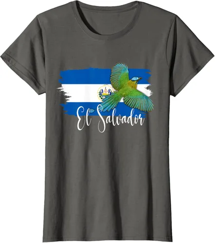 Vista 7 de Camiseta con la bandera de El Salvador, mapa de El Salvador, camiseta de Salvador para mujer, Negro