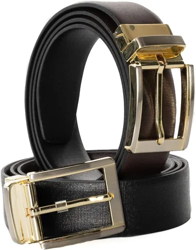 Vista 2 de Cinturón de piel para hombre de Monza, formal y reversible, 1.25 pulgadas de ancho, ambos lados