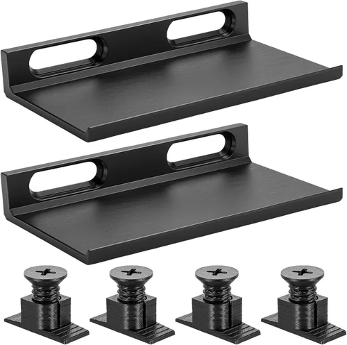 Vista 10 de Paquete de 2 estantes flotantes para paneles de listones de madera Blanco