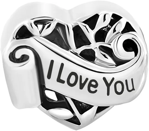 Vista 4 de CharmSStory - Abalorio para pulsera de abuela, esposa, hermana, sobrina, tía, de diseño de corazón con texto