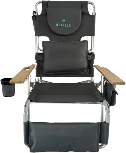 Vista 10 de Ostrich Silla reclinable de salón, Tumbona plegable de lujo para exteriores 3 en 1, Verde Lima - Reclinador compacto y portátil para bronceado
