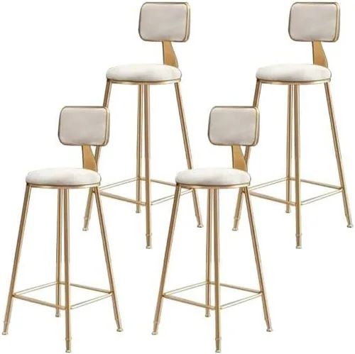 Vista 39 de Taburete moderno para mostrador, taburete sin brazos, taburete de hierro con cojín y pedal, 1 taburete corto (18 pulgadas de alto) azul