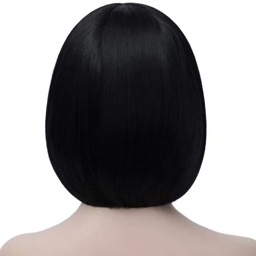 Vista 5 de Peluca de pelo corto Bob con flequillo recto sintético peluca natural como pelo real 12 pulgadas Natural Fashion Synthetic Wig, Cute Colored Wigs