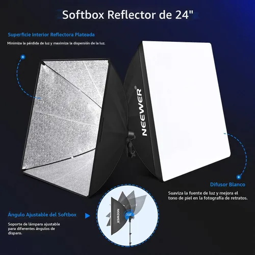 Vista 6 de Sistema de apoyo de fondo Neewer, de 8.5 x 10 pies y equipo de iluminación continua de 800 W, 5500 K, softbox y sombrillas para estudio fotográfico