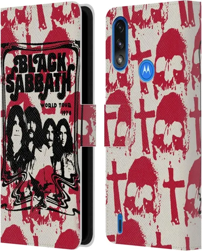 Vista 7 de Head Case Designs Officially Licensed Black Sabbath Red Logo Key Art Leather Book Wallet Case Cover Compatible with Moto E7 Power/Moto E7i Power