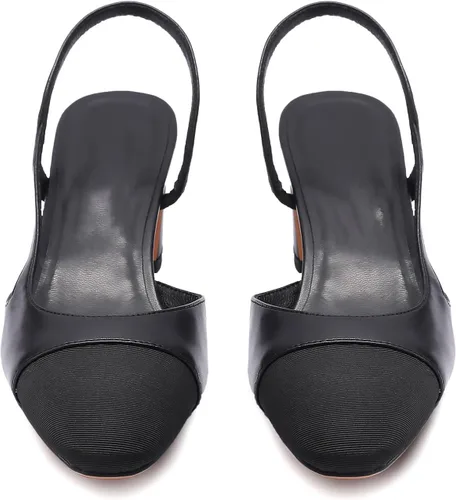Vista 7 de JiaBinji Zapatos de tacón para mujer, dos tonos, cerrados, con punta redonda