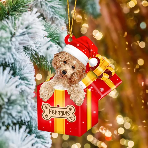 Vista 56 de Adorno de Navidad personalizado de Akita Inu, nombre personalizado Akita Inu para árbol de Navidad, en caja de regalo roja