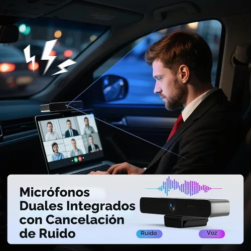 Vista 4 de Horion Cámara de conferencia 4K con micrófono, cámara de encuadre automático para PC, zoom EPTZ 10X, Plug & Play USB 3.0, video con doble micrófono