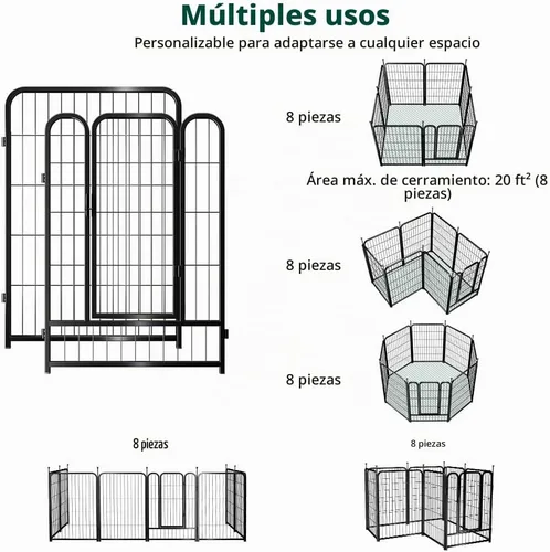 Vista 6 de PawGiant Parque Vallado para Perros 24"/32"/40" Interior Exterior para Perros Pequeños/Medianos/Grandes, Puerta de Cercado de Ejercicio de Metal