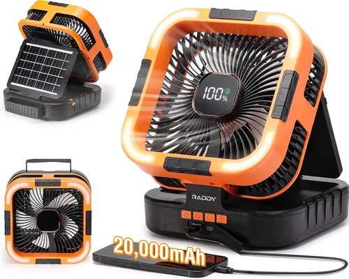 Vista 10 de Raddy Ventilador de camping recargable CF5 40000mAh LED luz gancho