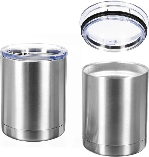 Vista 2 de Vaso Lowball de 10 onzas, aislamiento de acero inoxidable de doble pared para mantener el calor y la frescura