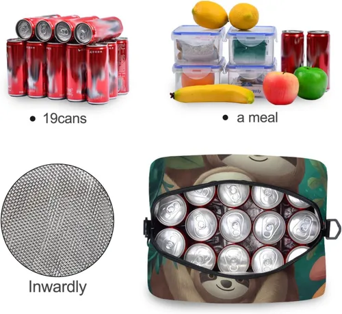 Vista 4 de Blueangle Lindas bolsas de almuerzo de perezosos para mujeres y hombres, bolsa de almuerzo, lonchera térmica resistente al agua, bolsa de almuerzo