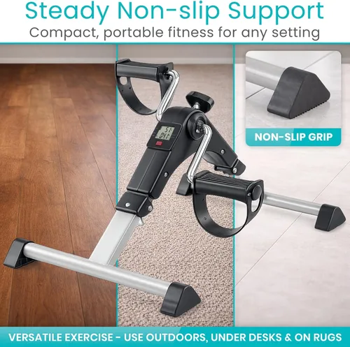 Vista 6 de Vive Folding Pedal Exerciser - Under Desk Exercise Bike for Seniors, Elderly - Sit Down Stationary Peddler Equipment for Arm, Leg, Hand, Foot - Mini