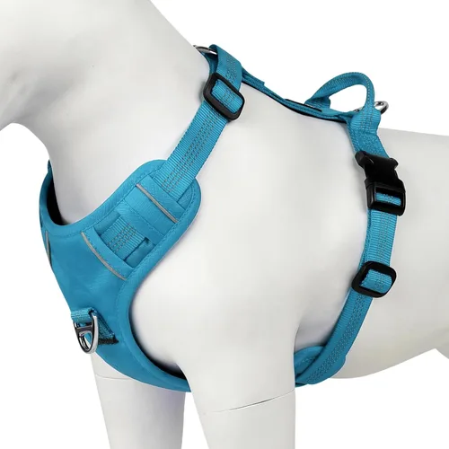 Vista 9 de Plutus Pet Arnés sin tirones para perro, arnés reflectante ajustable con asa, a prueba de escapes, acolchado suave para perros pequeños, medianos