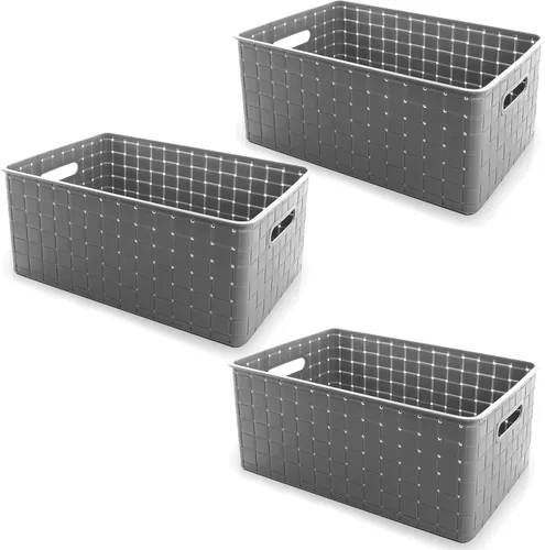 Vista 11 de BINO Cestas de almacenamiento de plástico pequeñas - gris LA COLECCIÓN ESTABLE Almacenamiento de uso múltiple Organizador rectangular