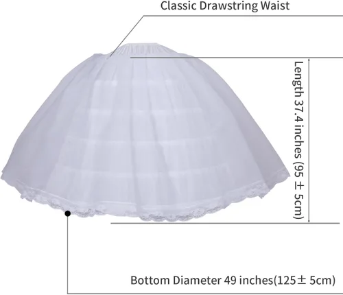 Vista 4 de BBSET Falda de crinolina hinchada de tul para mujer, con 6 argolla y 2 bolsillos, falda larga para quinceañera, boda, vestido de novia, vestido