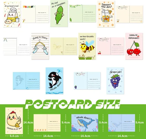 Vista 4 de 40 hojas divertidas tarjetas de juegos de palabras, paquete de postales a granel Thinking of You para niños, estudiantes, amigos, profesores, saluda